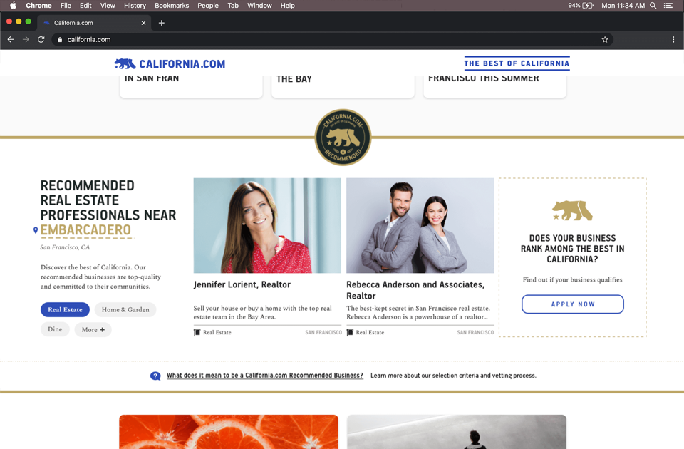 california recommended business